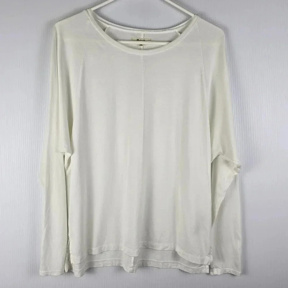 Madewell Women's Soft Cream Colored Long Sleeve Top with Raglan Sleeve S…
